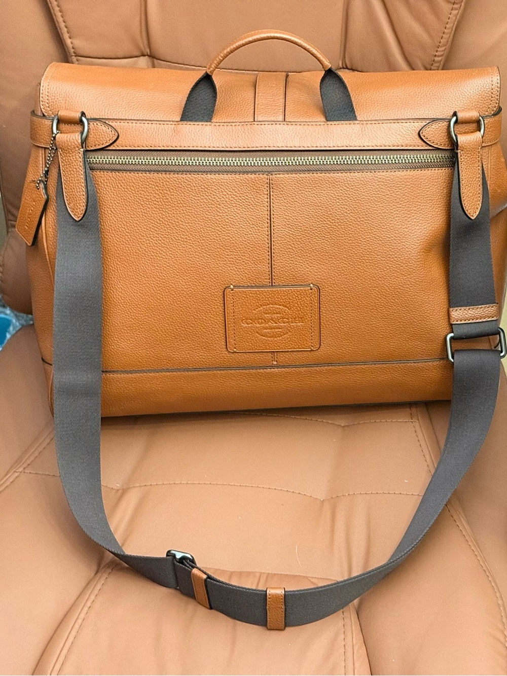 Coach Hudson Leather Messenger Bag Briefcase Saddle Brown Laptop Crossbody - Picture 15 of 16